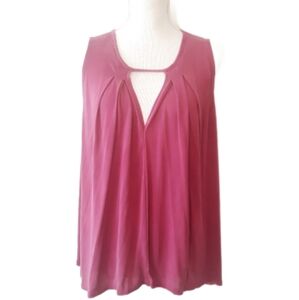 Lucky Brand Mauve Flowy Pleated Sleeveless Top with Keyhole Detail - Size Medium